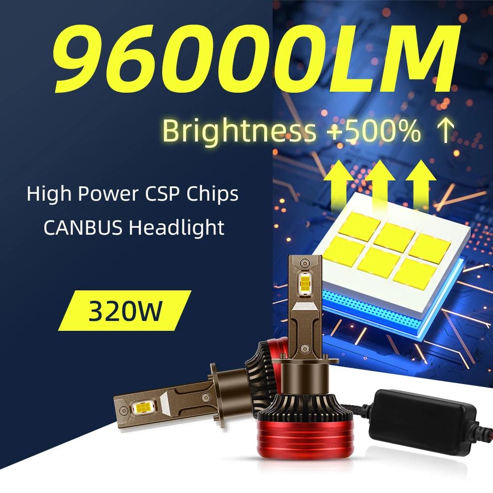 Canbus H7 LED Ʈ,   Ʃ  CSP Ĩ,  320W ͺ 6000K, H7, 96000LM, H1, H4, H11, H8, H9, 9005, 9006, HB3, HB4